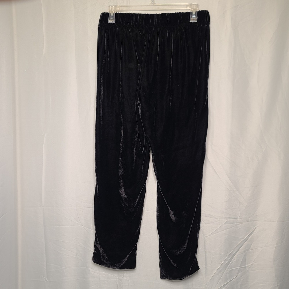 J.Crew Easy Pant Women 2 Black Velvet Elastic‎ Waist Relaxed Straight J5014